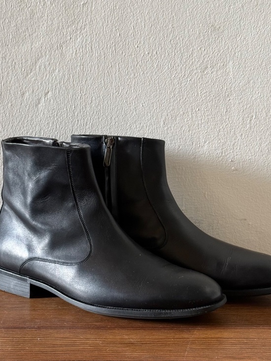 Bruno Magli Black Leather Side Zip Ankle Boots Men\'s Size 11.5 Made in Italy main image 4